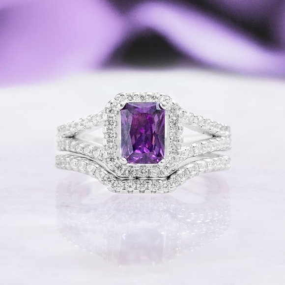 Purple Amethyst gemstone ring set, 925 Sterling Silver Charmed Aroma - Picture 5 of 5